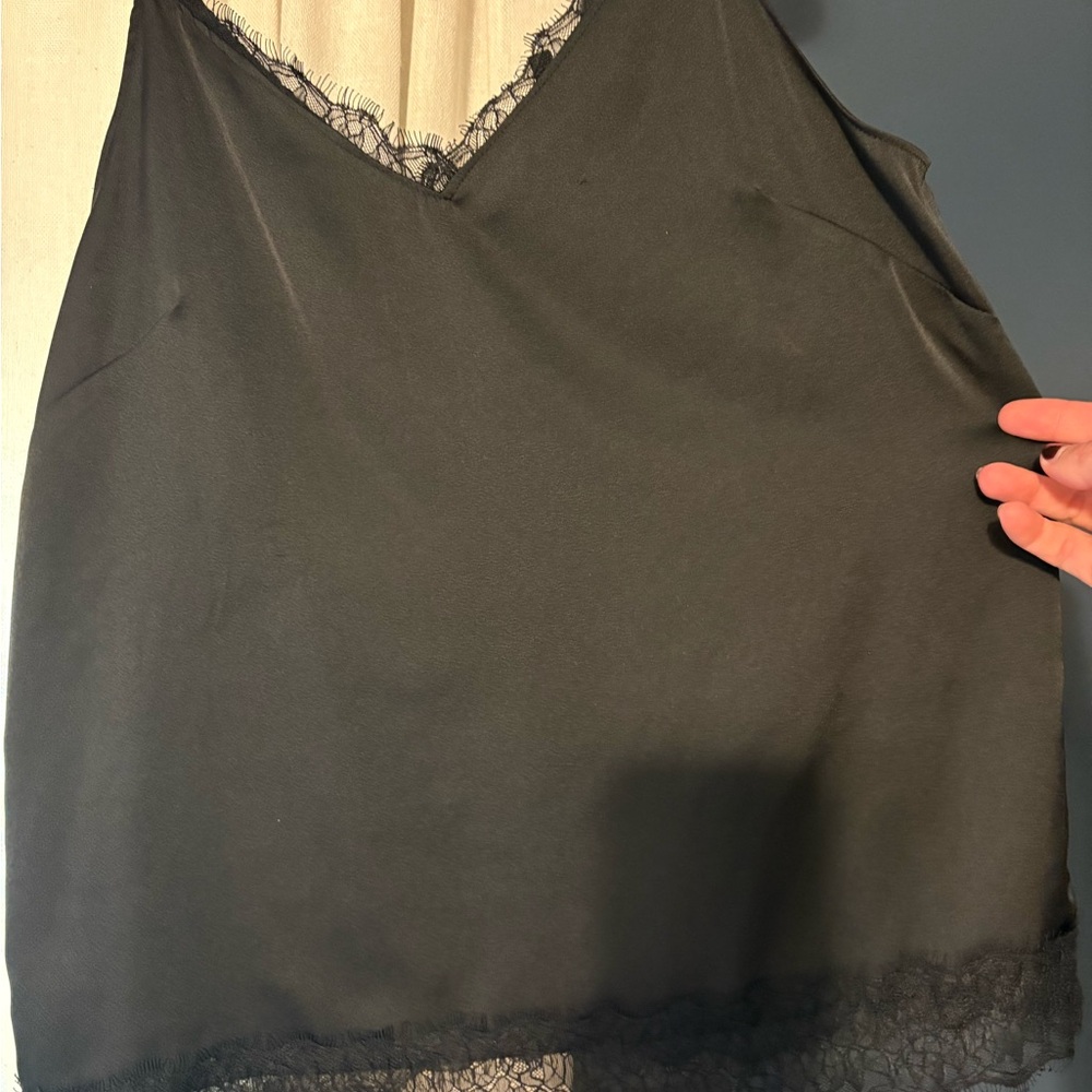 White House Black Market Black Lace Detail Top